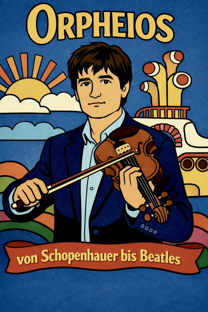 Bild von einem Geiger im Stile von Beatlescovers der 70ger Jahre