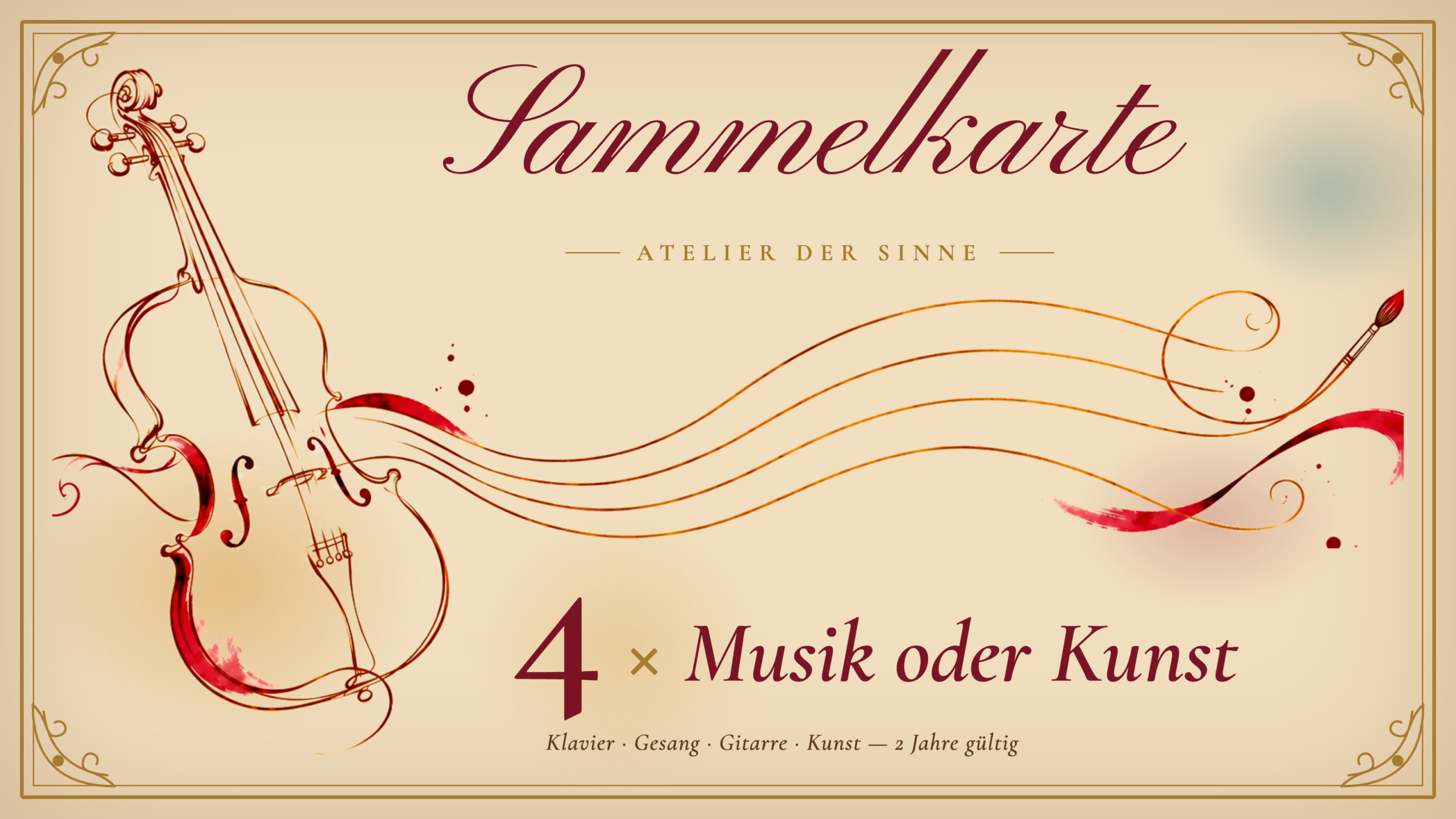 Sammelkarte für Musik- oder Kunstunterricht im Atelier der Sinne